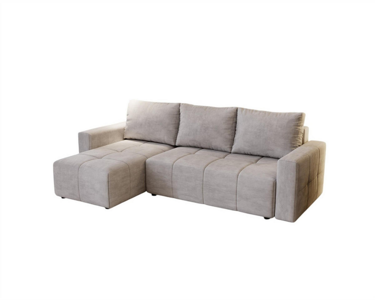 ECKSOFA Noha In Paros - Hellgrau, Holzwerkstoff/Textil (231/142cm) - Fun Möbel