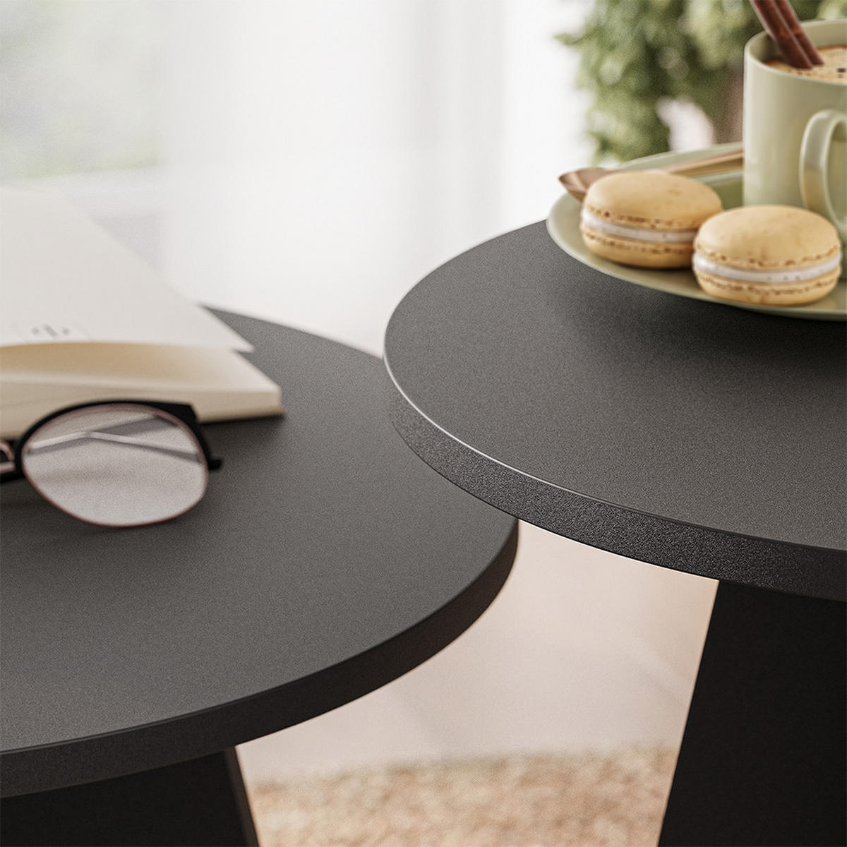 BEISTELLTISCH Forma, Schwarz, 40 x 50 cm 2er Set - Schwarz, Holzwerkstoff (40/40/60cm) - Vicco