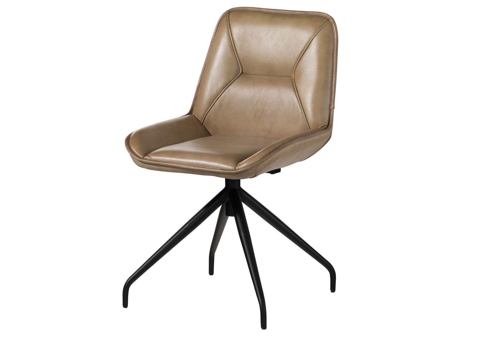 STUHL Echtleder 49 x 56 x 83 cm beige IRON LABEL #608 - Beige, Leder (49/83/56cm) - Massivmoebel24