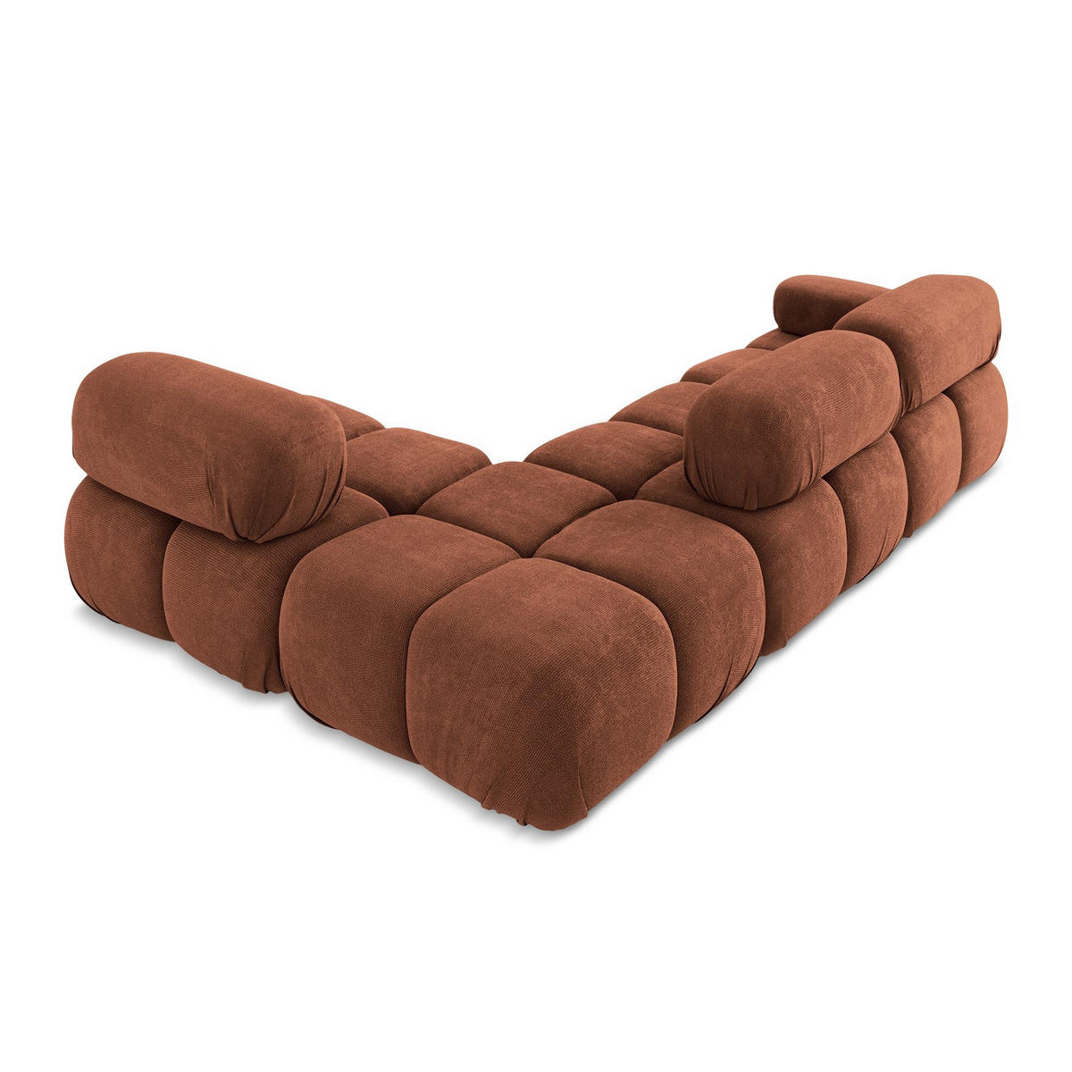 ECKSOFA Rechts Chenille Stoff Orange - Terracotta/Schwarz, Kunststoff/Textil (285/190cm) - LaMiaSofa