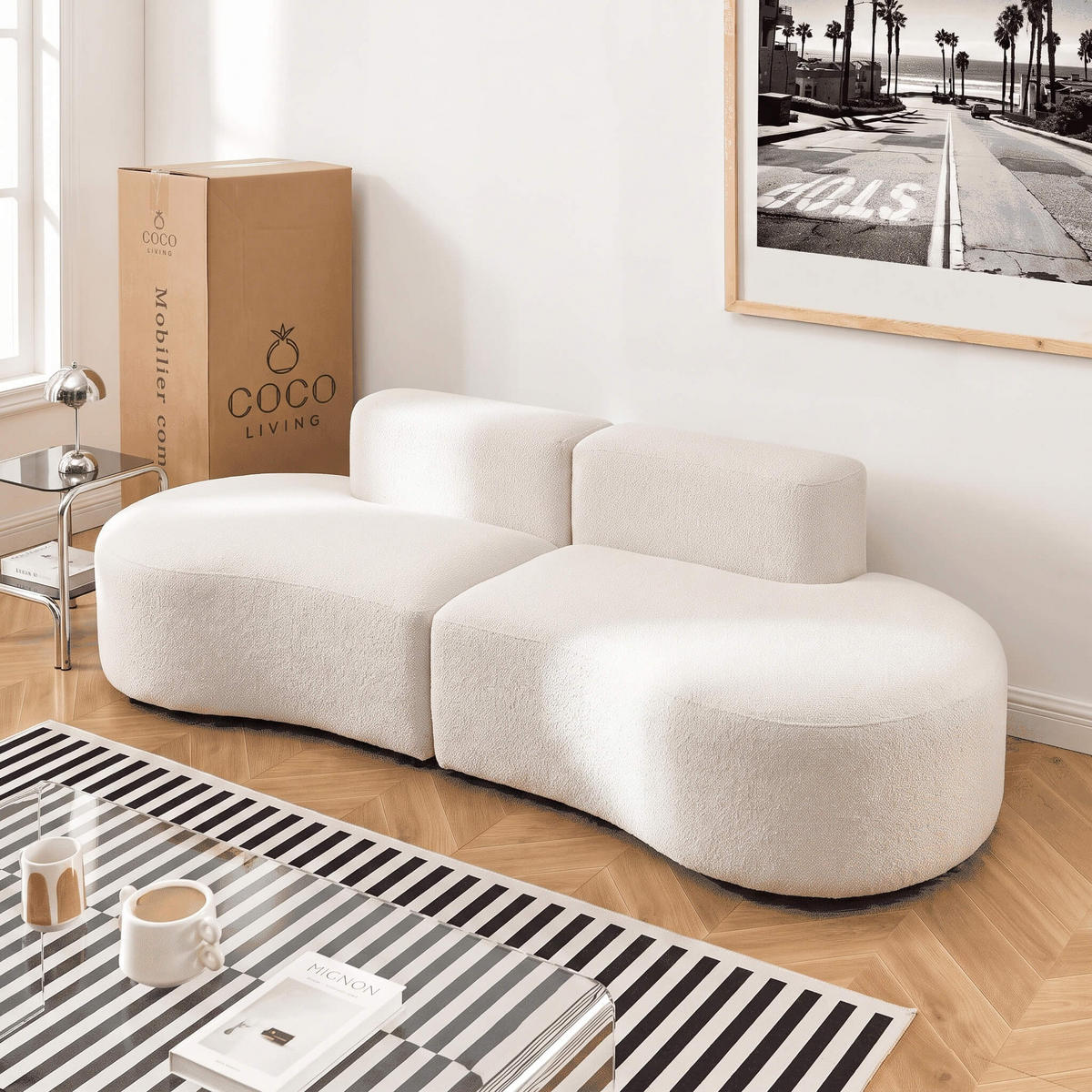 SOFA Lounge Weiß 2-Sitzer - Weiß, Textil (240/75/102cm) - COCO Living
