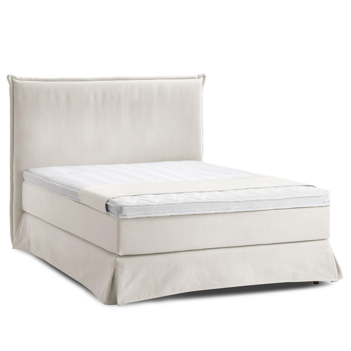 BOXSPRINGBETT mit Husse - Platinfarben, Textil (140/200cm) - home24