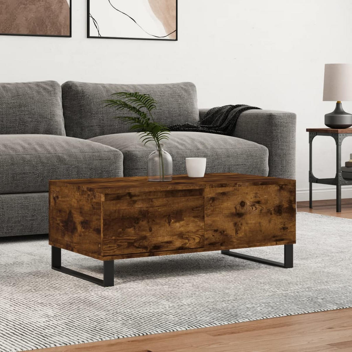 COUCHTISCH Räuchereiche 90x50x36,5 cm Holzwerkstoff - Braun, Holzwerkstoff (90/50/36.5cm) - furnicato