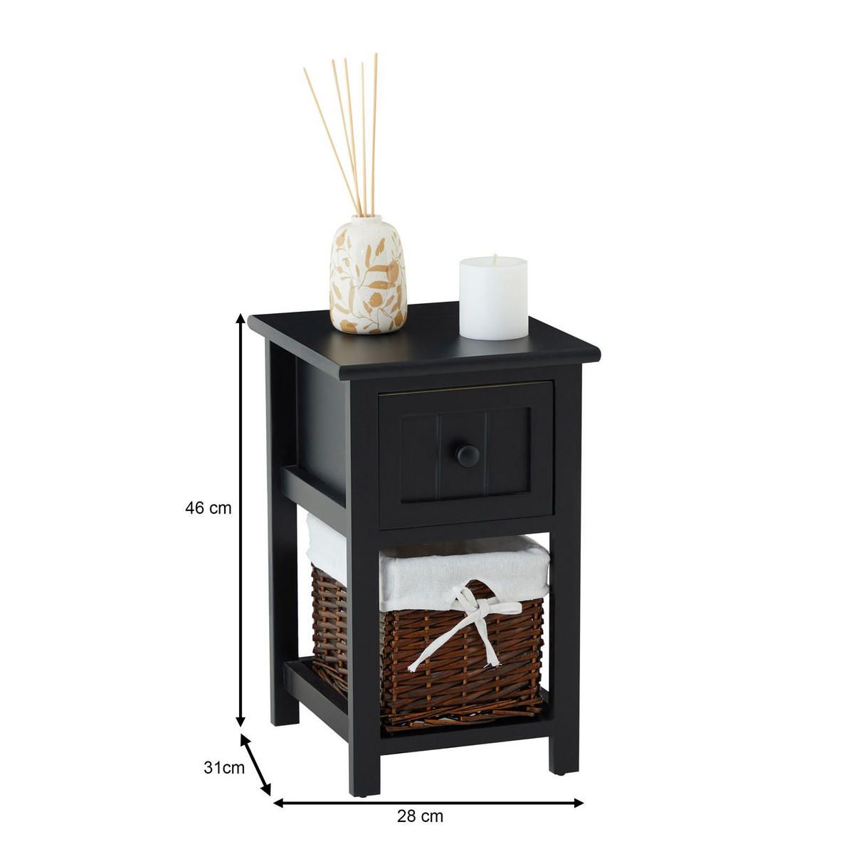 NACHTTISCH MESSINA 2er-Set schwarz - Schwarz, Holzwerkstoff (28/46/31cm) - CARO-Möbel