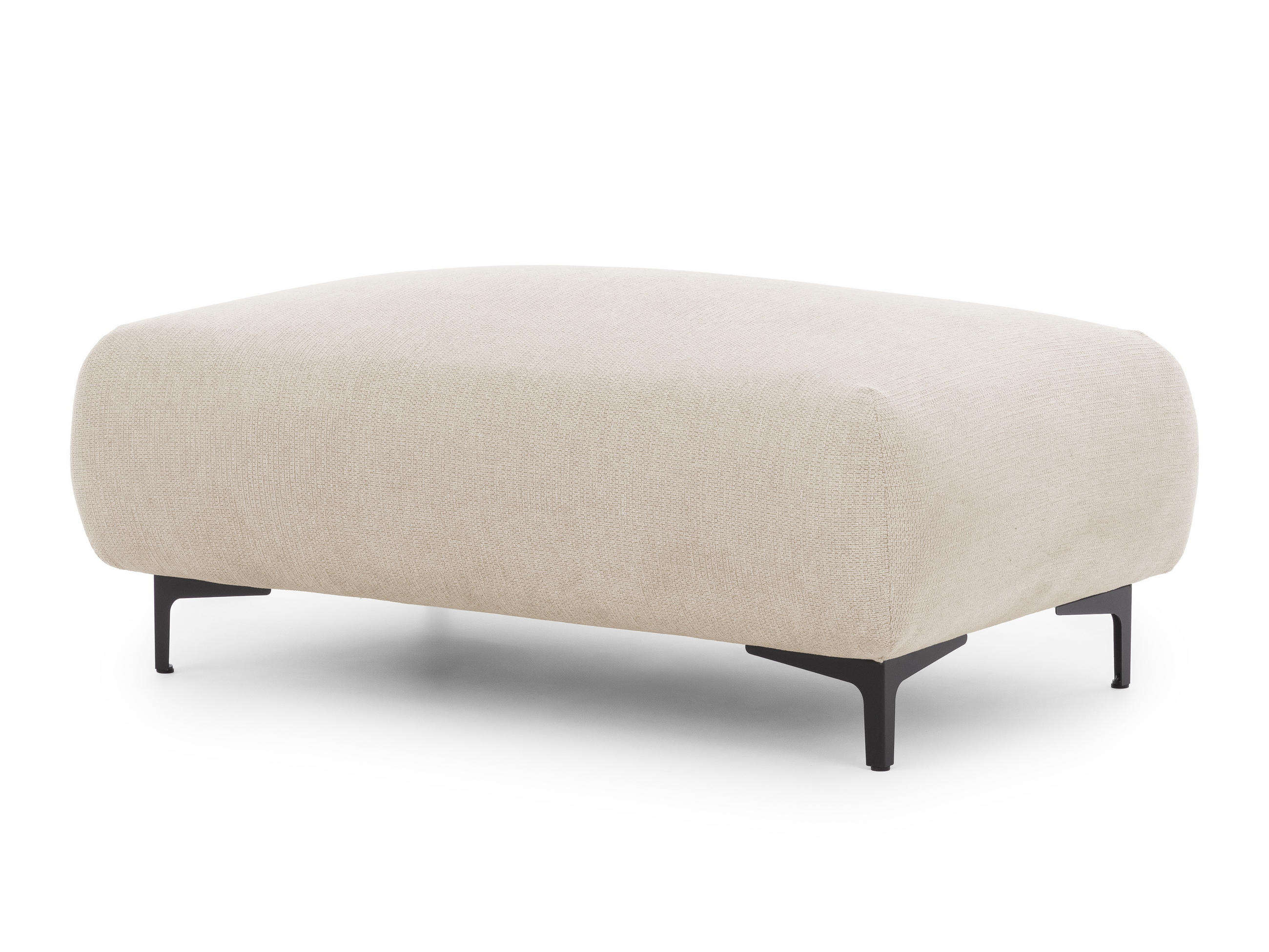 POLSTERHOCKER Cardea in Bubble-Optik aus weichem Hellbeige Strukturstoff mit hohem Sitzkomfort - Beige/Schwarz, Holz/Textil (110/46/65cm) - S-Style Möbel
