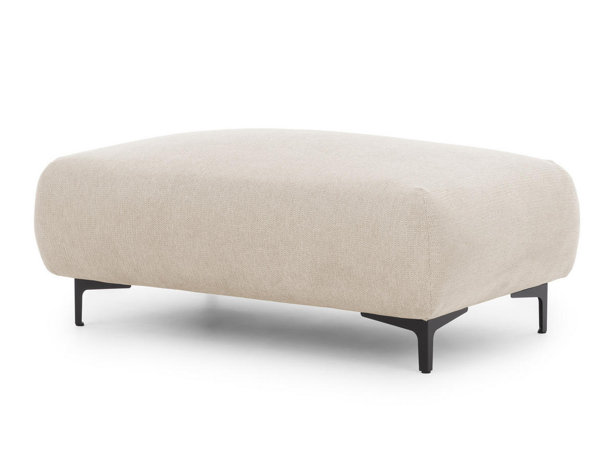 POLSTERHOCKER Cardea in Bubble-Optik aus weichem Hellbeige Strukturstoff mit hohem Sitzkomfort - Beige/Schwarz, Holz/Textil (110/46/65cm) - S-Style Möbel