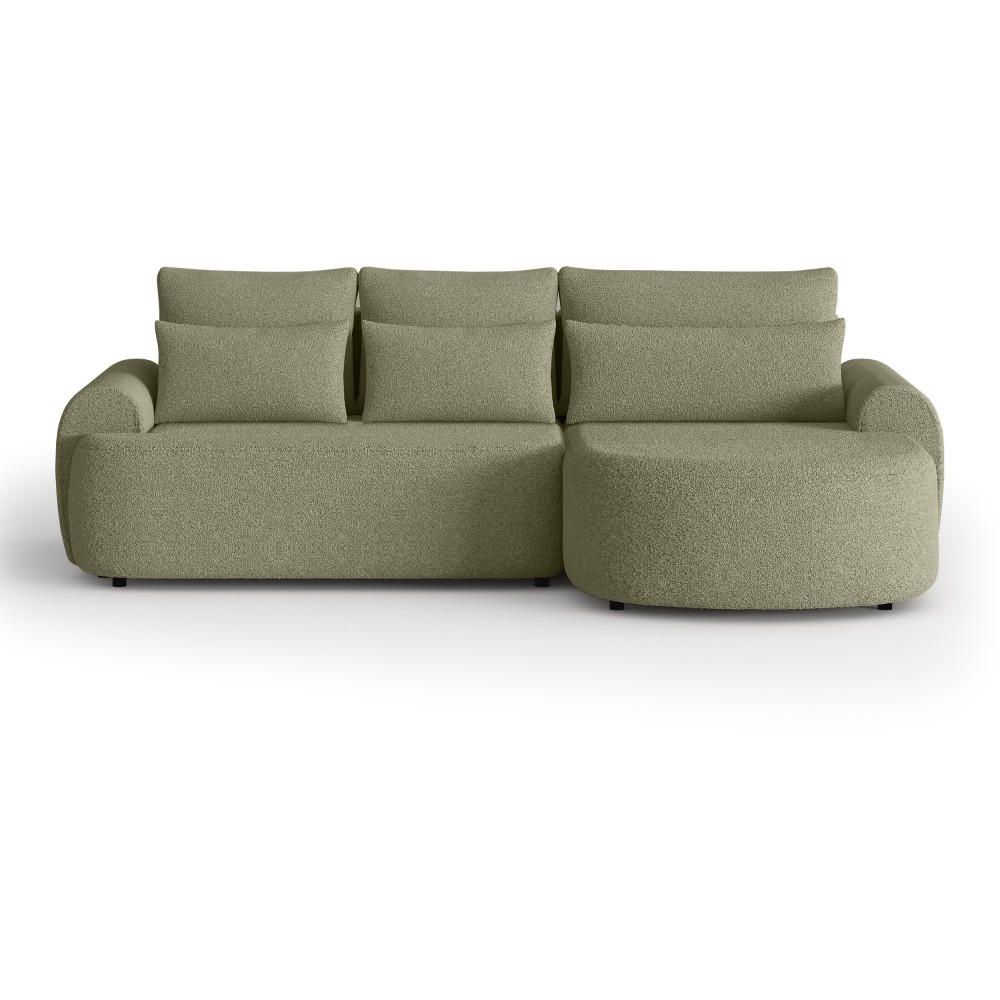 ECKSCHLAFSOFA Olivio L Hellgrün, rechts - Schwarz/Hellgrün, Kunststoff/Textil (266/170cm) - Beautysofa