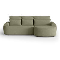 ECKSCHLAFSOFA Olivio L Hellgrün, rechts - Schwarz/Hellgrün, Kunststoff/Textil (266/170cm) - Beautysofa