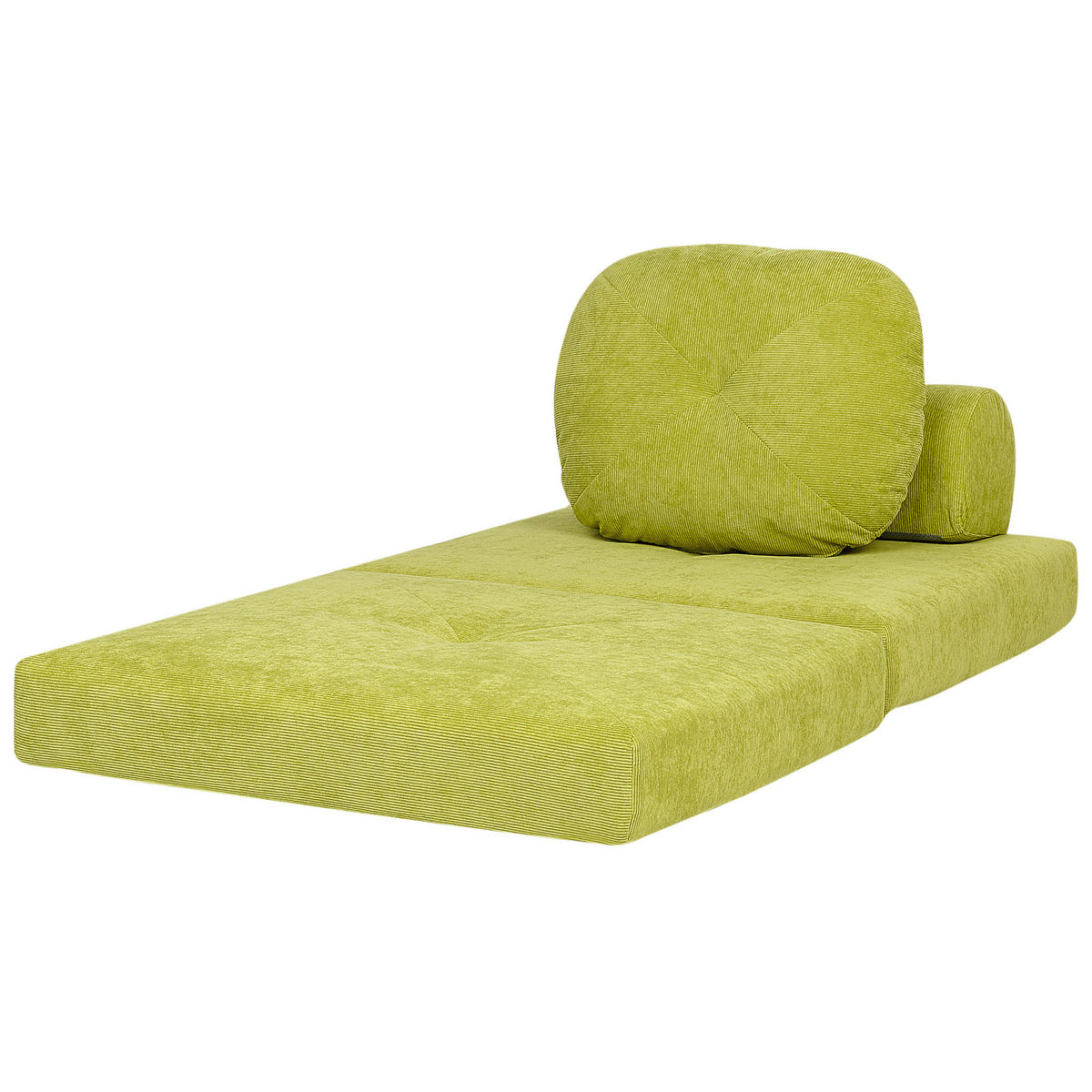 1-SITZER BODENSOFA Cord hellgrün mit Schlaffunktion Olden - Grün, Textil (81/54/91cm) - Beliani