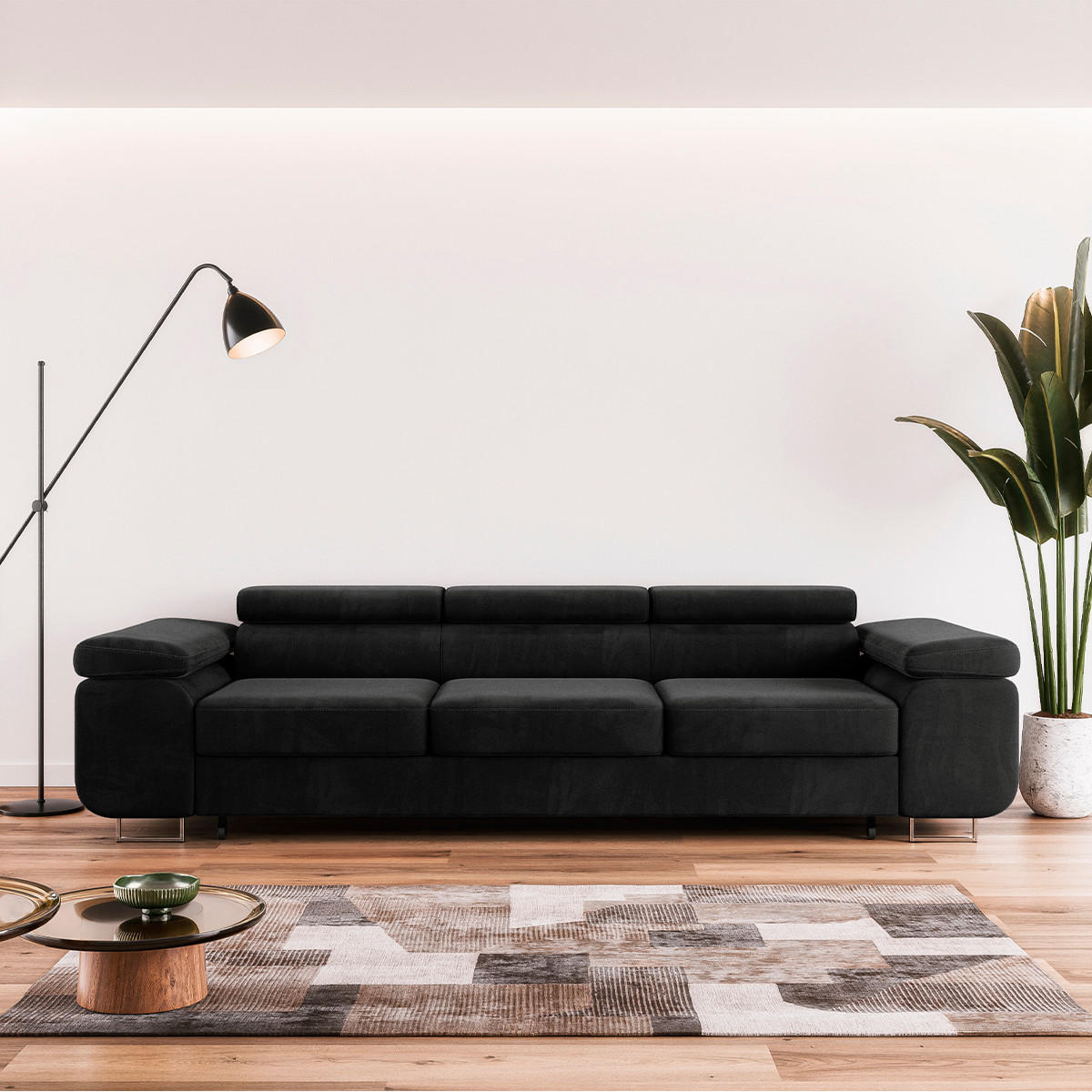 SCHLAFSOFA Lyam 3 Sitzplätze Schwarz - Schwarz, Holzwerkstoff (275/69/100cm) - Petits-meubles