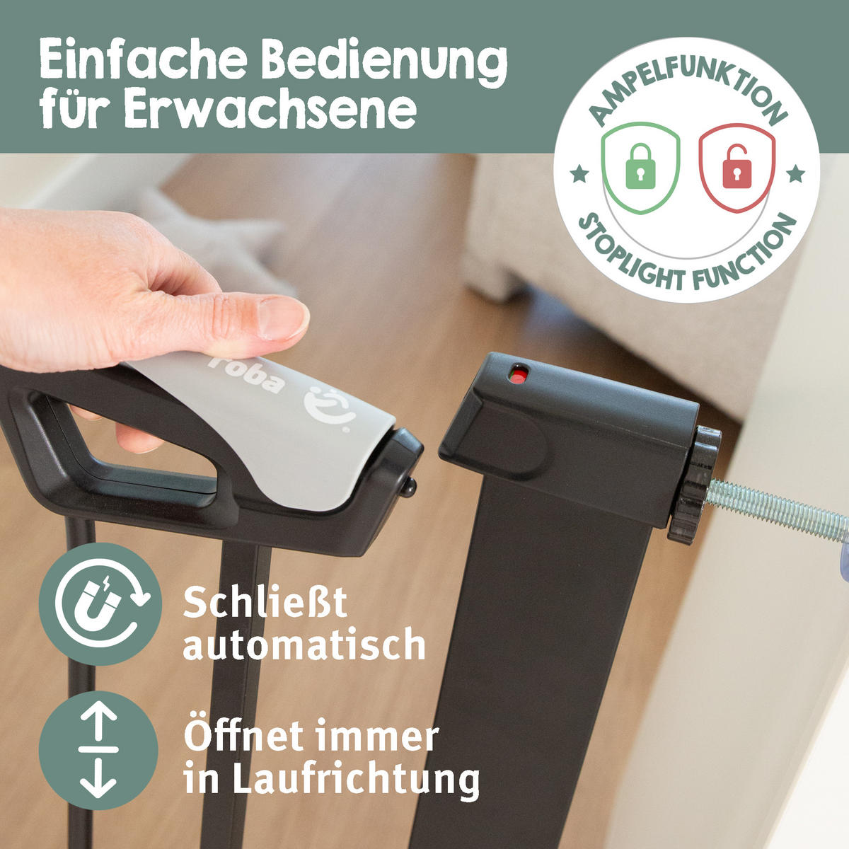 TÜRSCHUTZGITTER easySafe+ zum Klemmen - 75 - 82 cm - Schwarz, Metall (82/5cm) - Roba