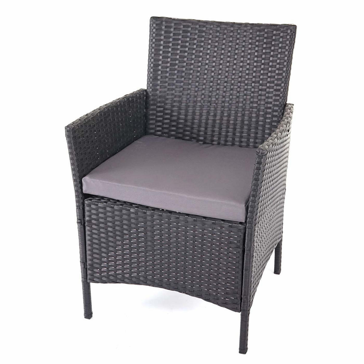 POLY-RATTAN GARNITUR Schwarz, Anthrazit - Anthrazit/Schwarz, Kunststoff - MCW