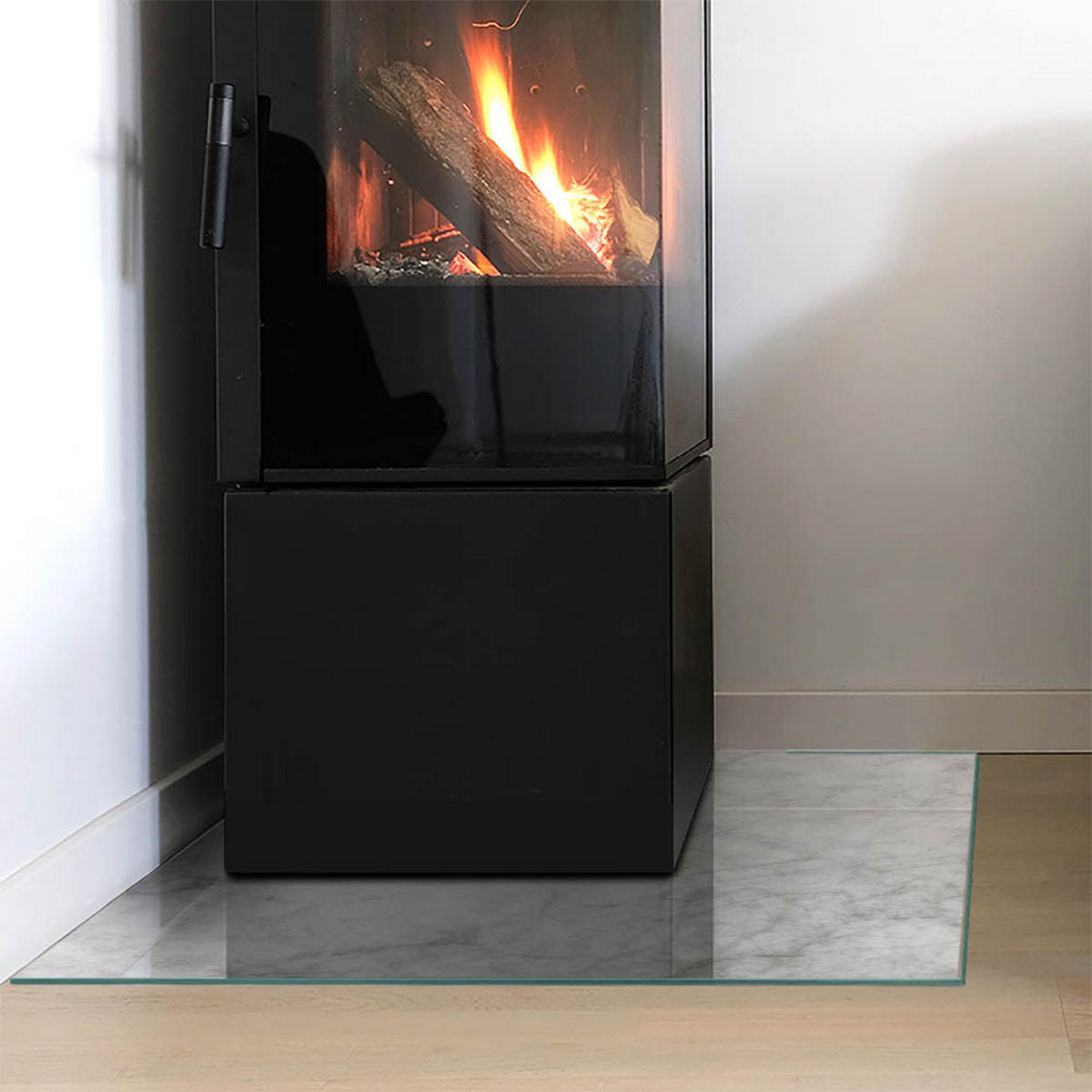 GLASPLATTE für Kamin 60x60 cm - Grau, Glas (60/60/0.4cm) - TULUP