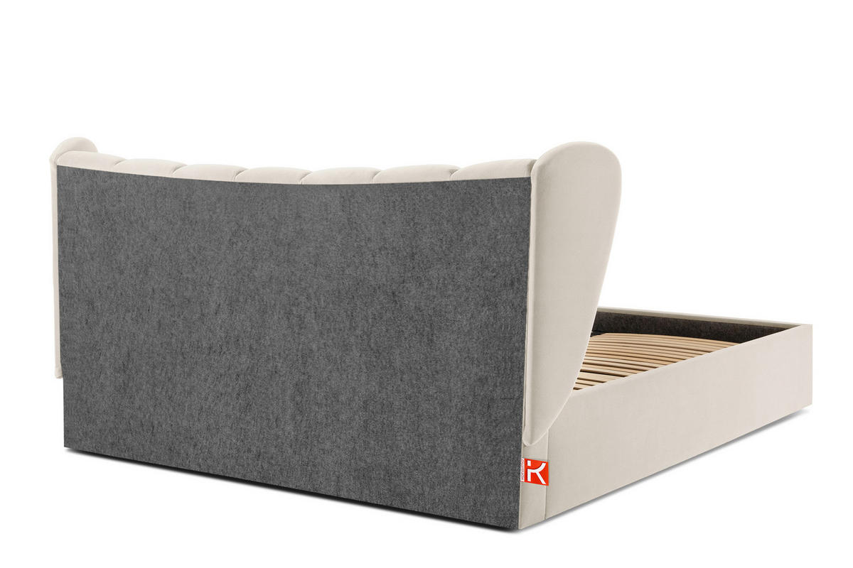 POLSTERBETT GIZO, Muschel-Design - Creme/Schwarz, Holz/Holzwerkstoff (202/204cm) - KONSIMO®