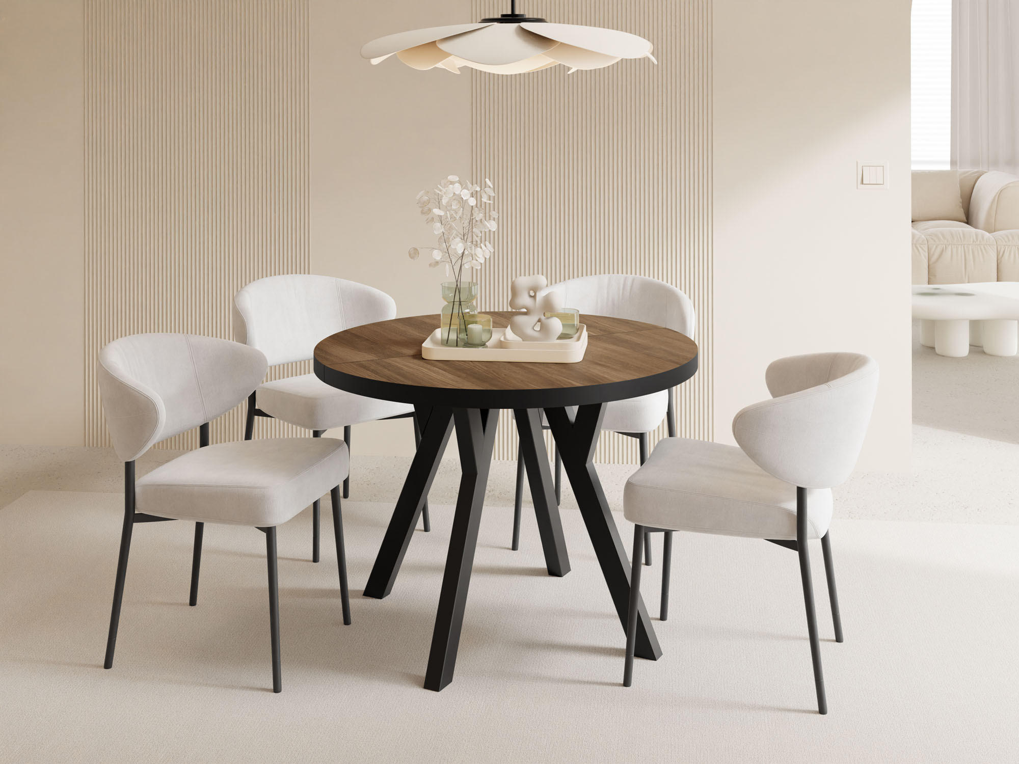 Thumbnail - WFL Group Esstisch, Kastanien, Holzwerkstoff, 14-Sitzer, Rund,Rund, 100x76x100 cm, Esszimmer, Tische, Esstische