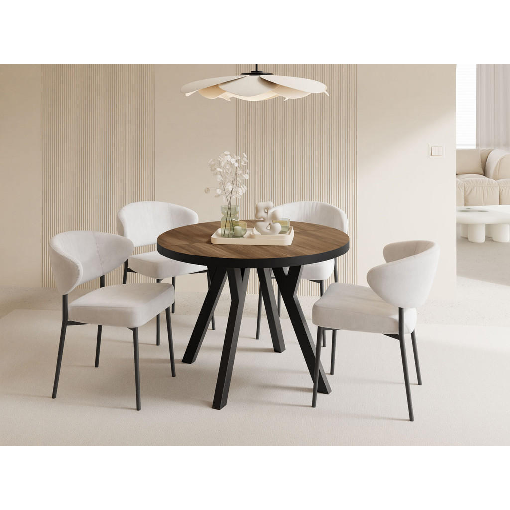 Thumbnail - WFL Group Esstisch, Kastanien, Holzwerkstoff, 16-Sitzer, Rund,Rund, 100x76x100 cm, Esszimmer, Tische, Esstische