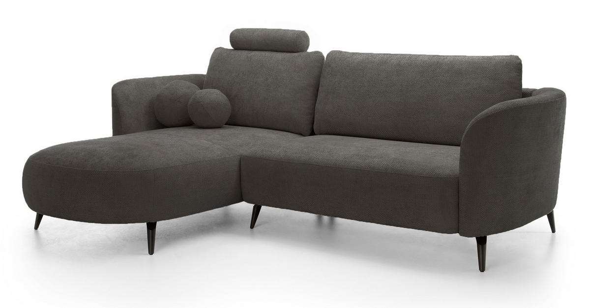 ECKSOFA auf Füßen Kendra 260 cm mit Schlaffunktion, Links, Dunkelgrau - Dunkelgrau, Holz (260/180cm) - Emporius