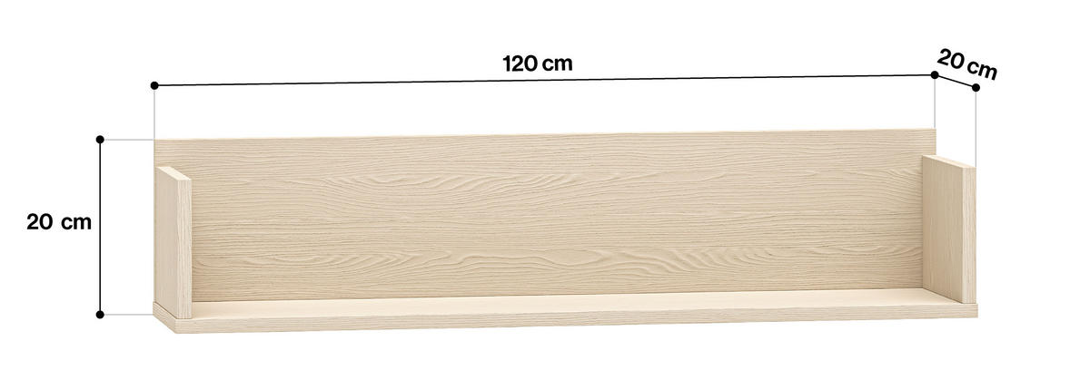 WANDREGAL Mevel Wüstensand 90 / 20 / 20 cm - Braun, Holz/Holzwerkstoff (90/20/20cm) - Feldmann-Wohnen