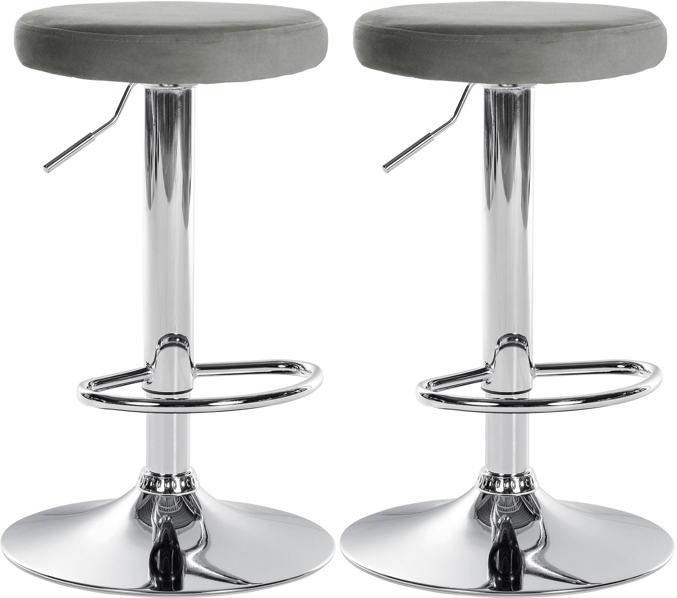 BARHOCKER 2er Set Pontius Samt chrom grau - Chromfarben/Grau, Textil/Metall (38.5/81/38.5cm) - TPFLiving