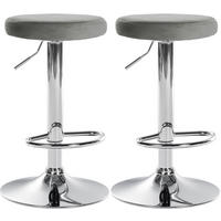 BARHOCKER 2er Set Pontius Samt chrom grau - Chromfarben/Grau, Textil/Metall (38.5/81/38.5cm) - TPFLiving