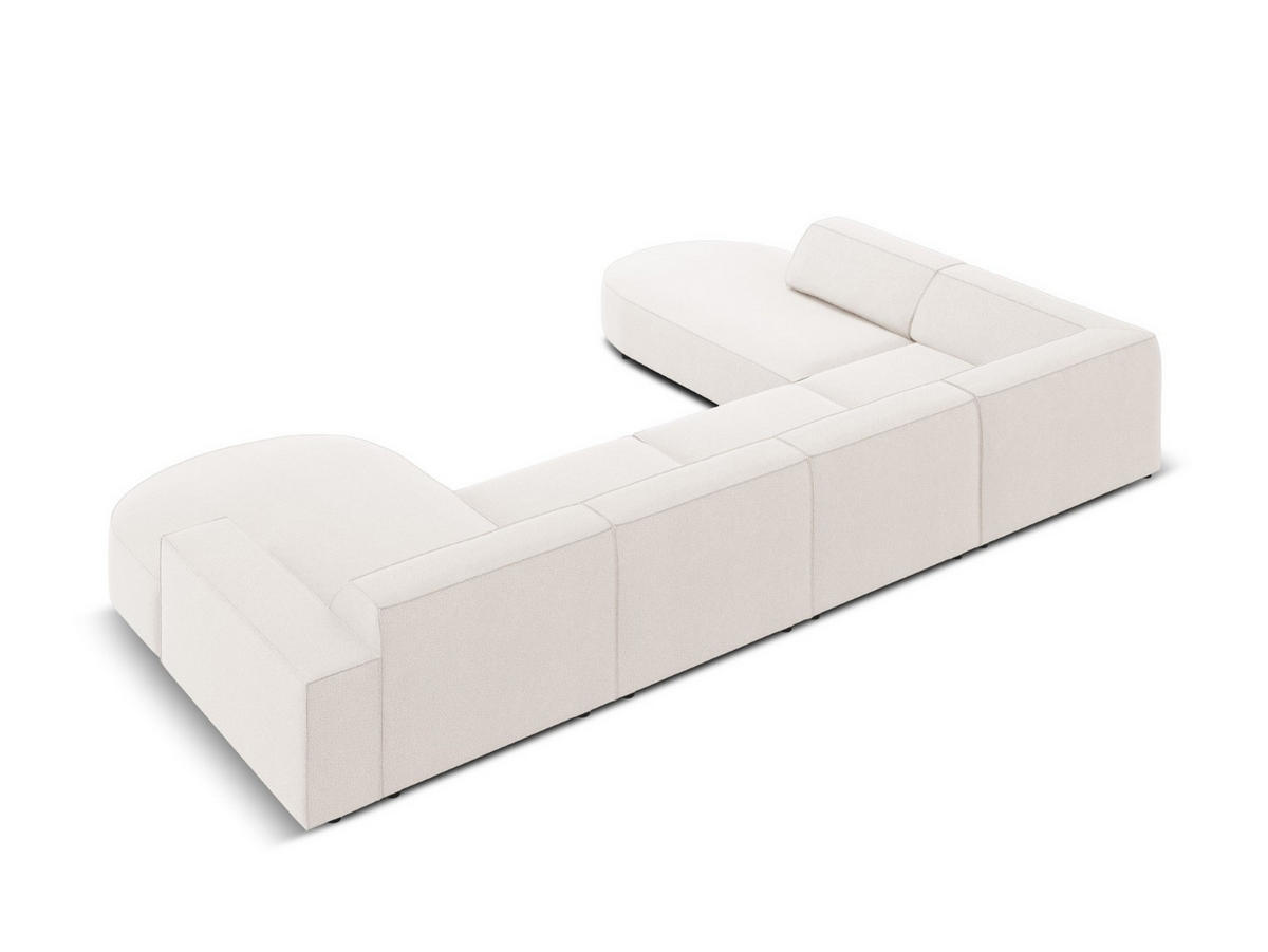 PANORAMASOFA links Jodie aus strukturiertem Stoff leichtes beige 7 Sitzplätze - Beige, Textil (262/70/364cm) - Micadoni