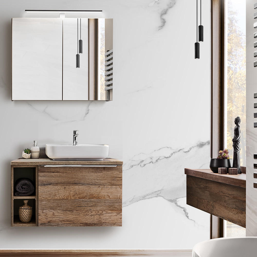 BADMÖBEL-SET 5-TLG. Puebla-56 - Braun, Holzwerkstoff (80/200/46cm) - Lomado