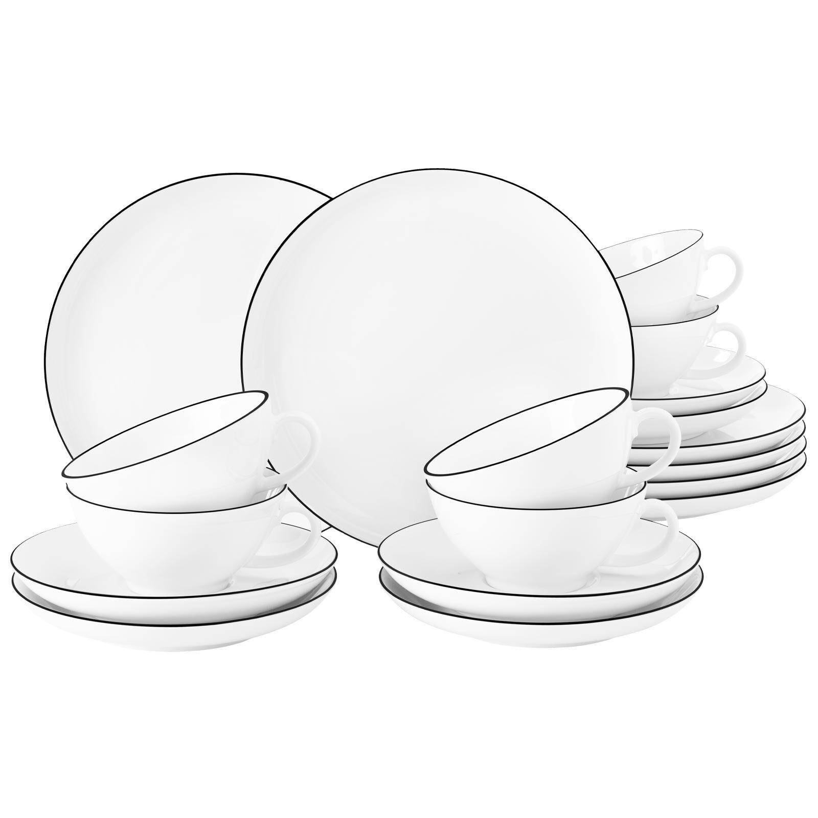 TEESERVICE Lido Black Line weiß 18er Set - Weiß, Keramik (1/1/1cm) - Seltmann Weiden