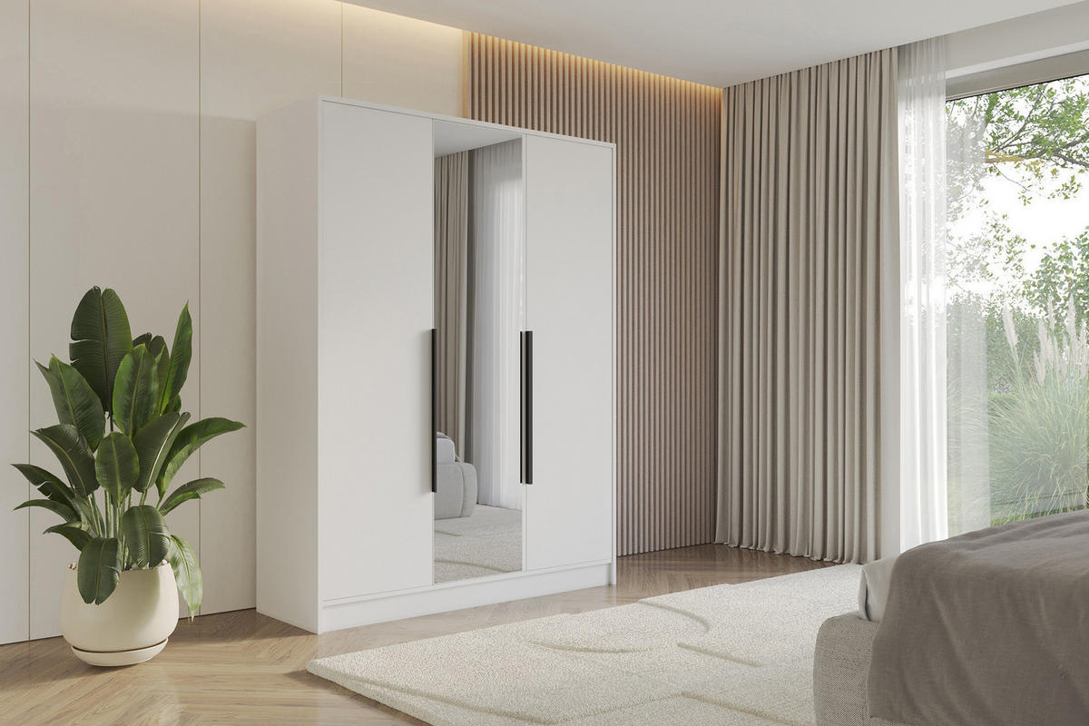 KLEIDERSCHRANK - LUSSO - 150 - Weiß - Weiß, Holzwerkstoff (150/200/51cm) - ALTDECOR