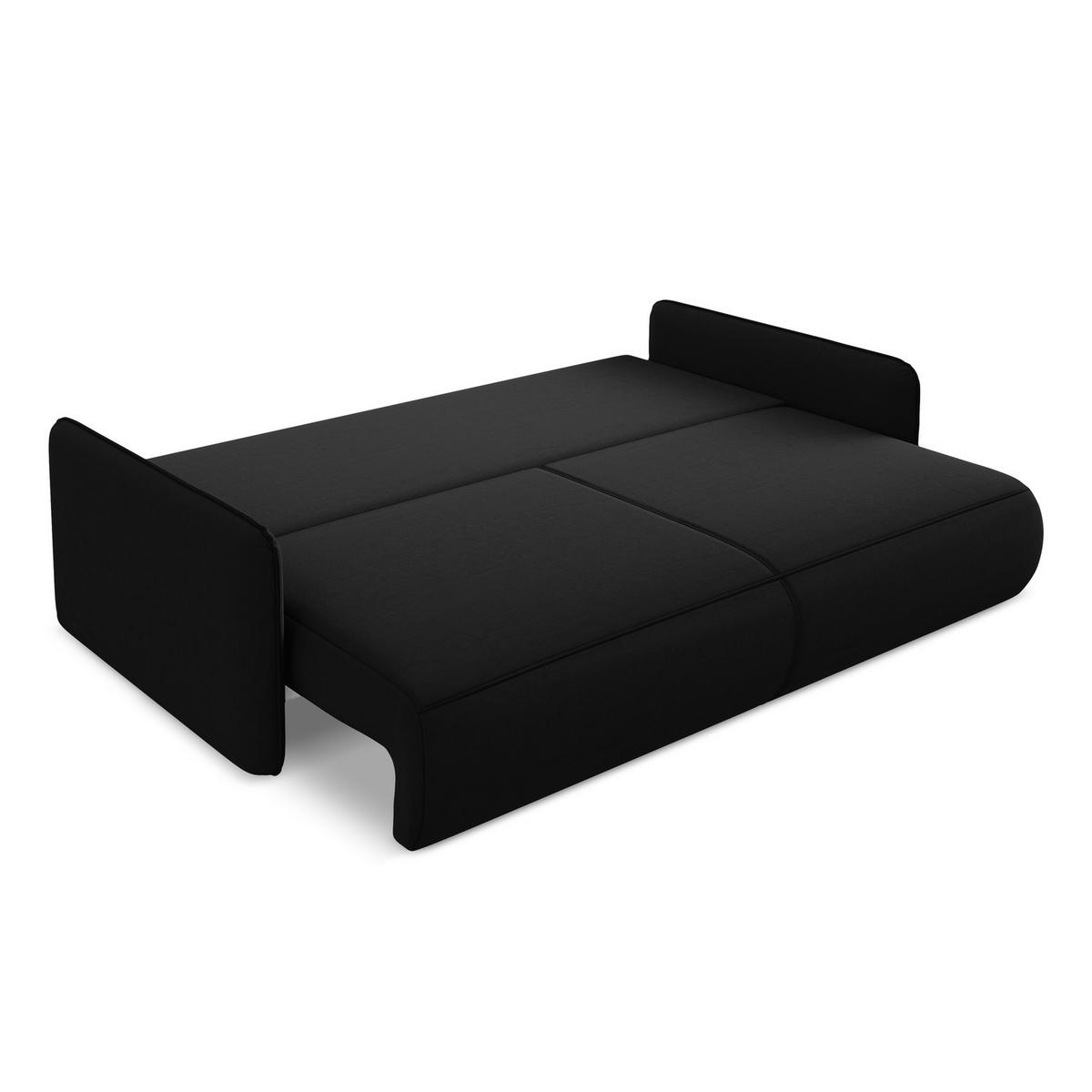 3-SITZER SOFA mit Schlaffunktion Samt Stoff Schwarz - Schwarz, Kunststoff/Textil (216/86/105cm) - LaMiaSofa