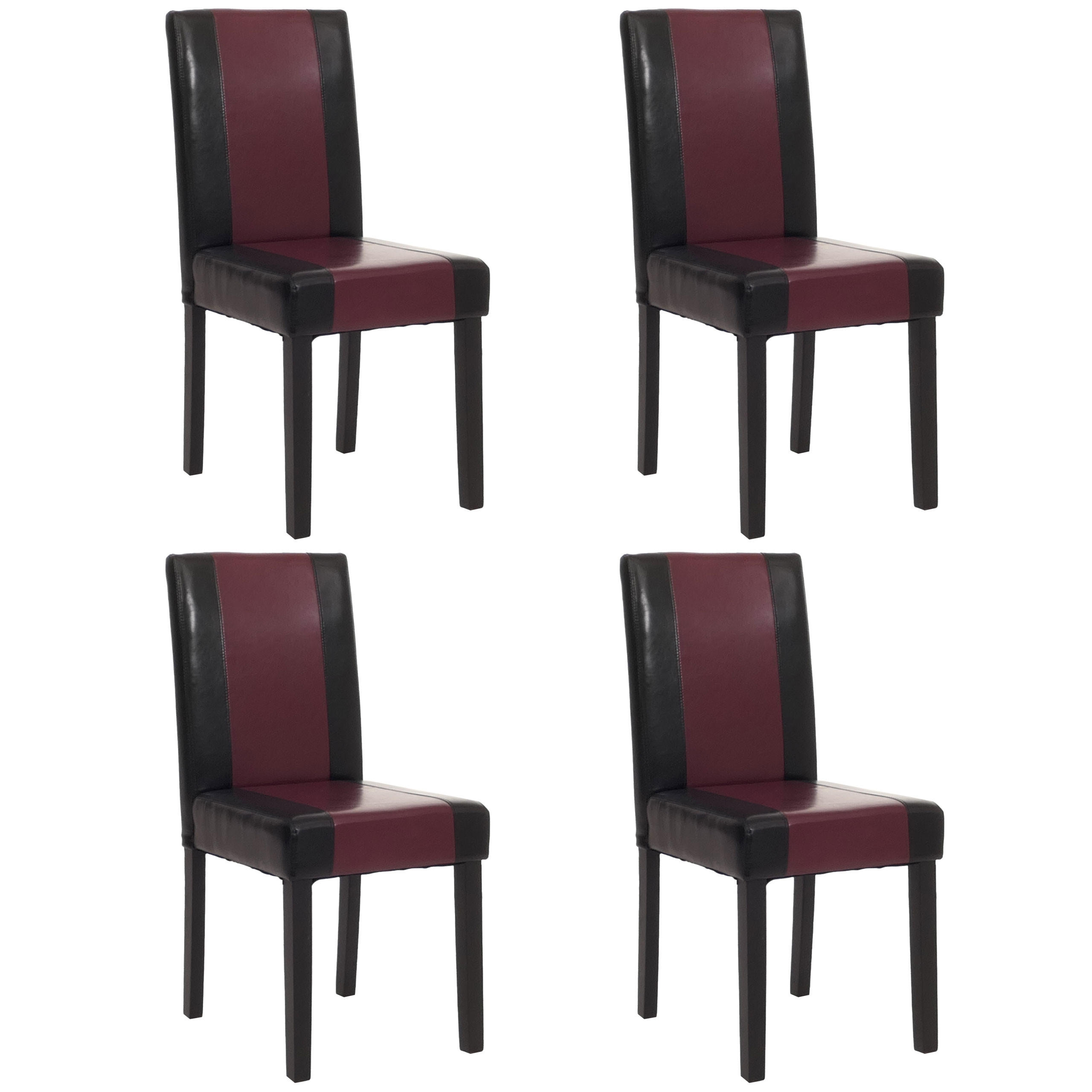 ESSZIMMERSTUHL 4er-Set klassisch und zeitlos 90x43x56cm Sitzhöhe 45cm Kunstleder dunkle Beine Schwarz-Rot - Schwarz, Kunststoff (43/90/56cm) - CHEFGASTRO