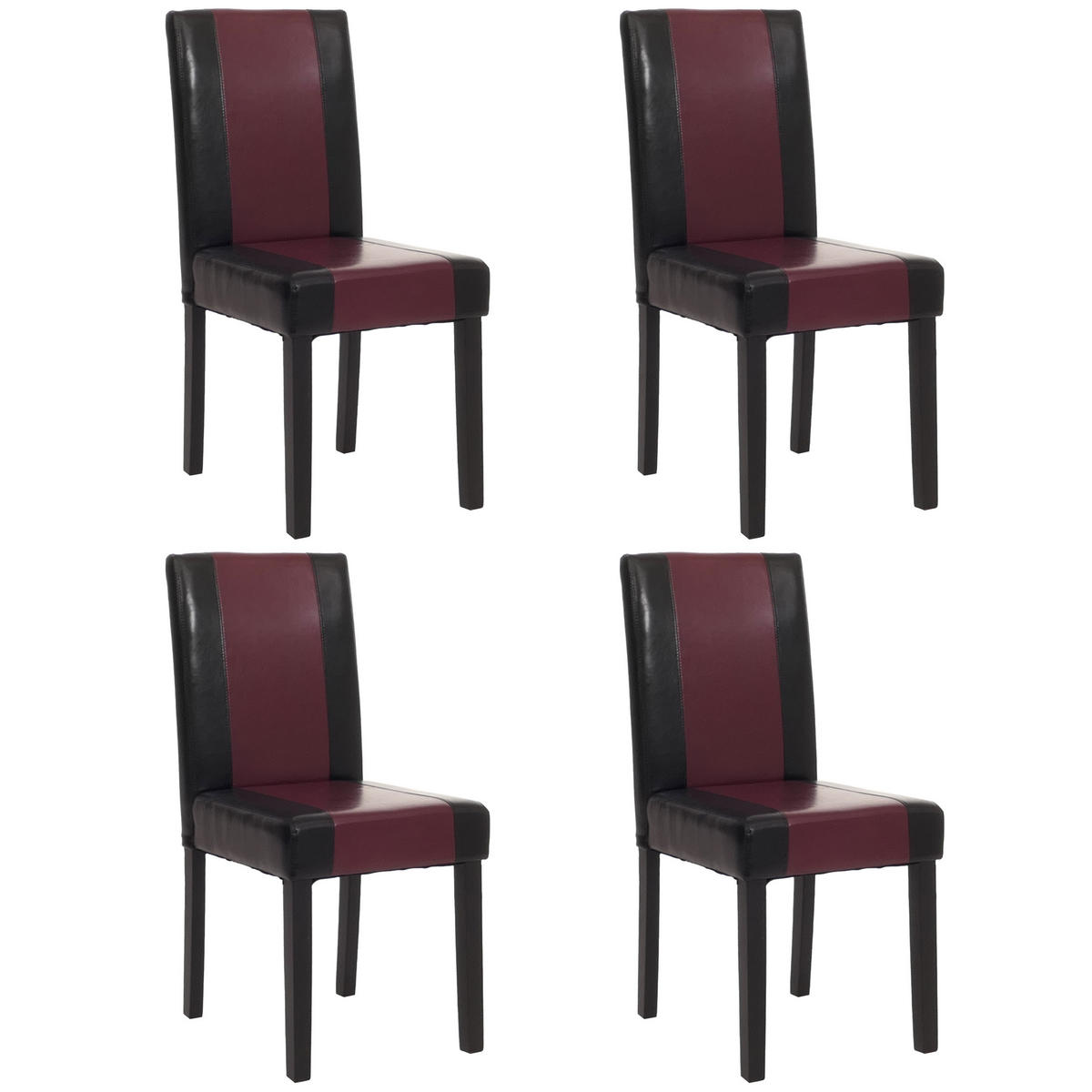 ESSZIMMERSTUHL 4er-Set klassisch und zeitlos 90x43x56cm Sitzhöhe 45cm Kunstleder dunkle Beine Schwarz-Rot - Schwarz, Kunststoff (43/90/56cm) - CHEFGASTRO