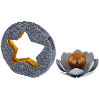 LED AUSSENLEUCHTE Grau 2er Set Lotusblume Stern - Grau, Glas (31/8.5/29.5cm) - Globo Lighting