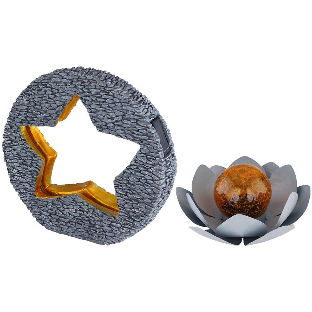 LED AUSSENLEUCHTE Grau 2er Set Lotusblume Stern - Grau, Glas (31/8.5/29.5cm) - Globo Lighting