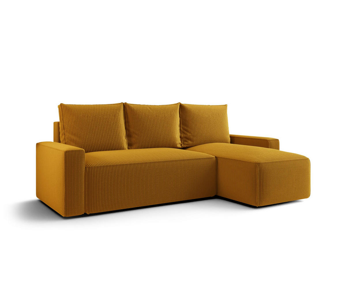 ECKSOFA mit Schlaffunktion SAVIO Poso 01 Rechts - Currygelb, Textil (232/140cm) - Bedante