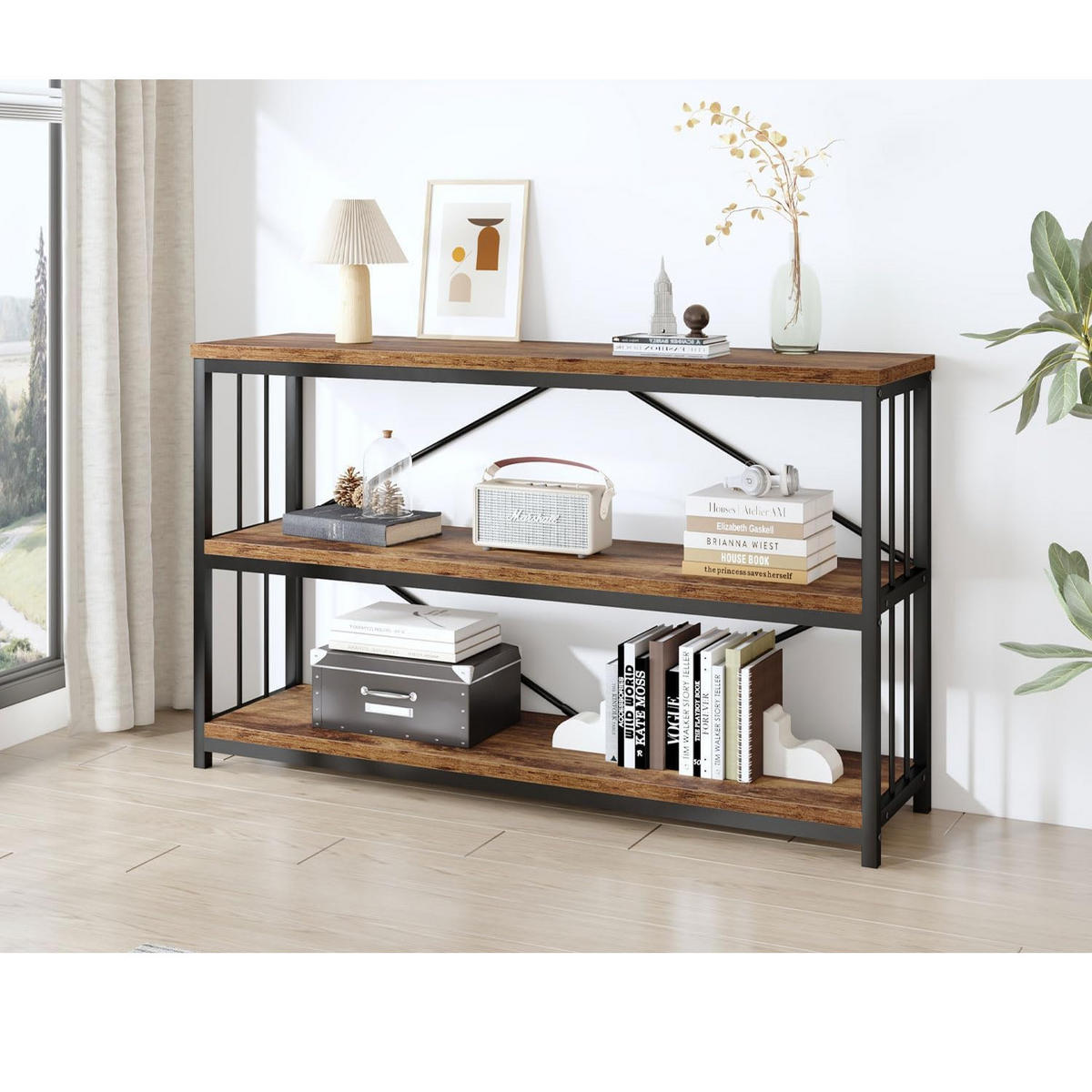 KONSOLENTISCH Metall Holz Industrial Design 160 x 34 x 74 cm - Wildeiche, Holzwerkstoff/Metall (160/74/34cm) - Quality Elegance