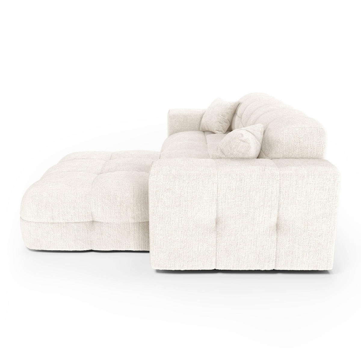 ECKSOFA rechtwinklig COCOON Geprägter Samt Creme 230cm - Creme, Textil (230/155cm) - Premium Interiors