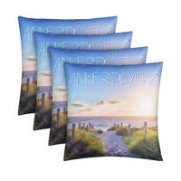 OUTDOORKISSEN 45x45 cm wasserabweisend "Ankerplatz" 4er-Pack - Blau/Grün, Kunststoff (45/45cm)
