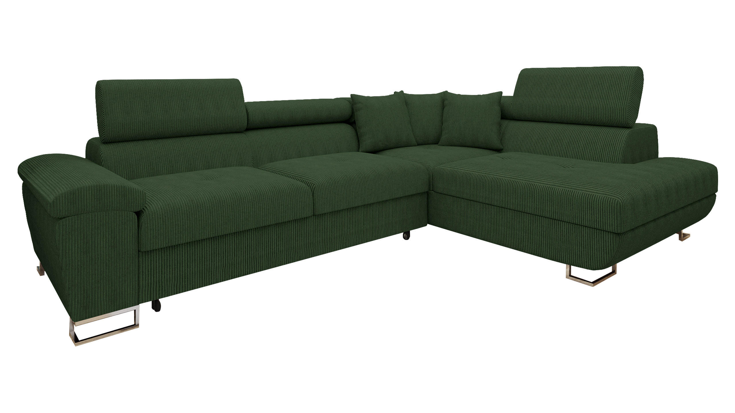 ECKSOFA Cotere Cord, Seite: Rechts - Grün, Holz/Textil (270/202cm) - MIRJAN24