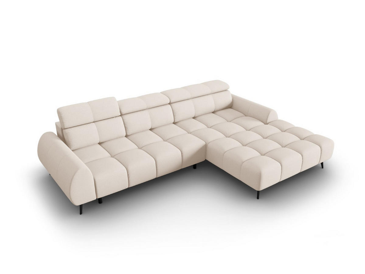 ELEKTRISCHES-ECKSOFA rechts Alyse aus strukturiertem Stoff leichtes beige 5 Sitzplätze - Beige, Textil (188/295cm) - Micadoni