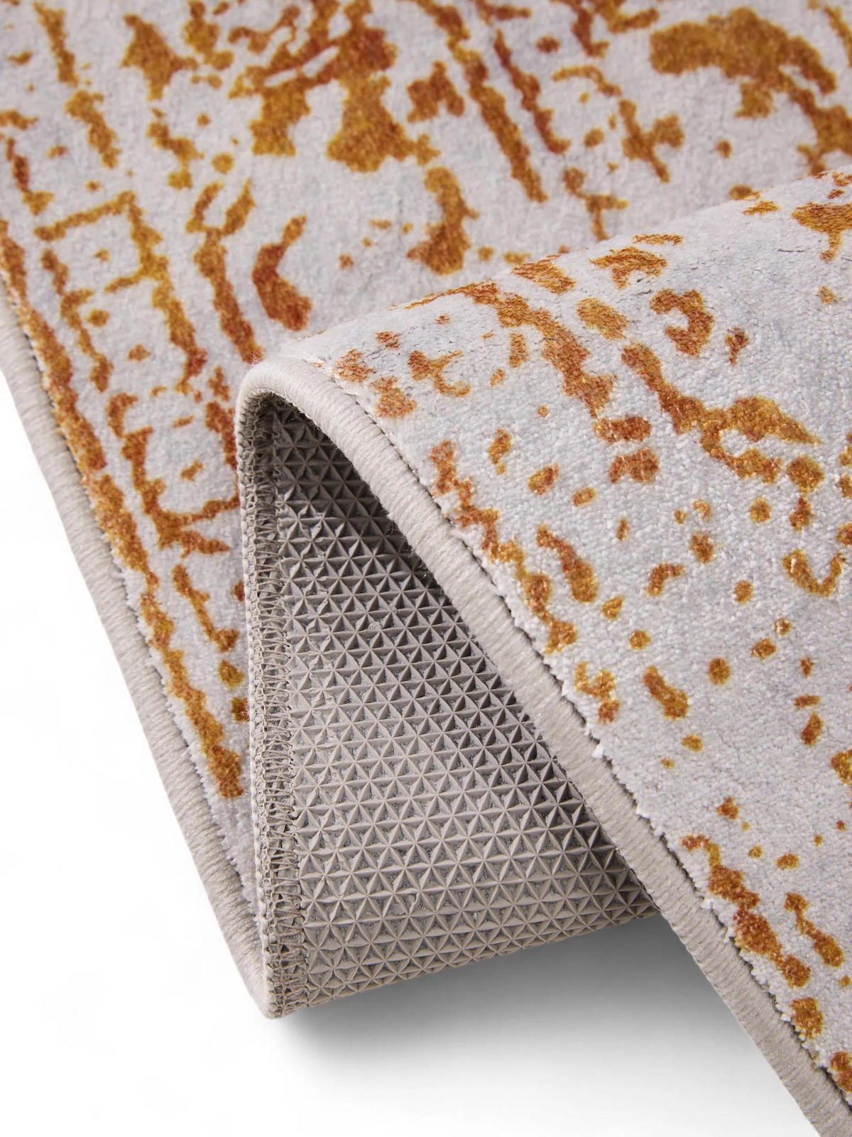 VINTAGE-LÄUFER Miray waschbar 80/240 cm - Orange/Grau, Kunststoff (80/240cm) - benuta Nest