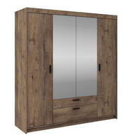 DREHTÜRENSCHRANK ELENORA 176,3/190,5/53cm 4-türig mit Spiegel Braun - Braun, Holzwerkstoff (176.3/190.5/53cm) - MASSENO