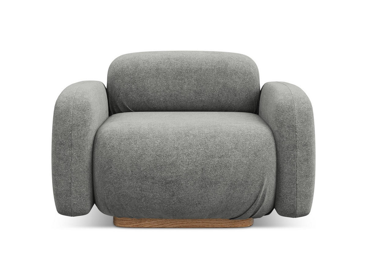 SESSEL Bouclé Stoff Beige - Beige/Braun, Holz/Textil (110/73/95cm) - Makamii