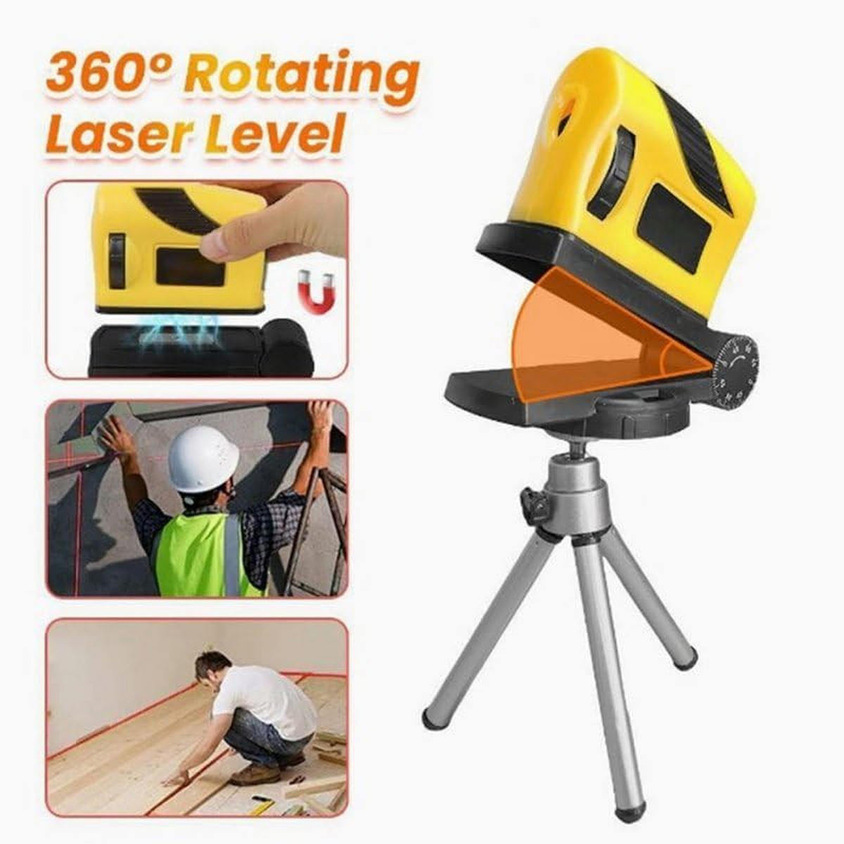 NIVELLIERGERÄT – mit Stativ – mit automatischer Selbstnivellierung, Strichlinien-Anzeige und 360-Grad-Rotation (Gelb) - Gelb, Kunststoff (8.5/4/6cm) - DCA