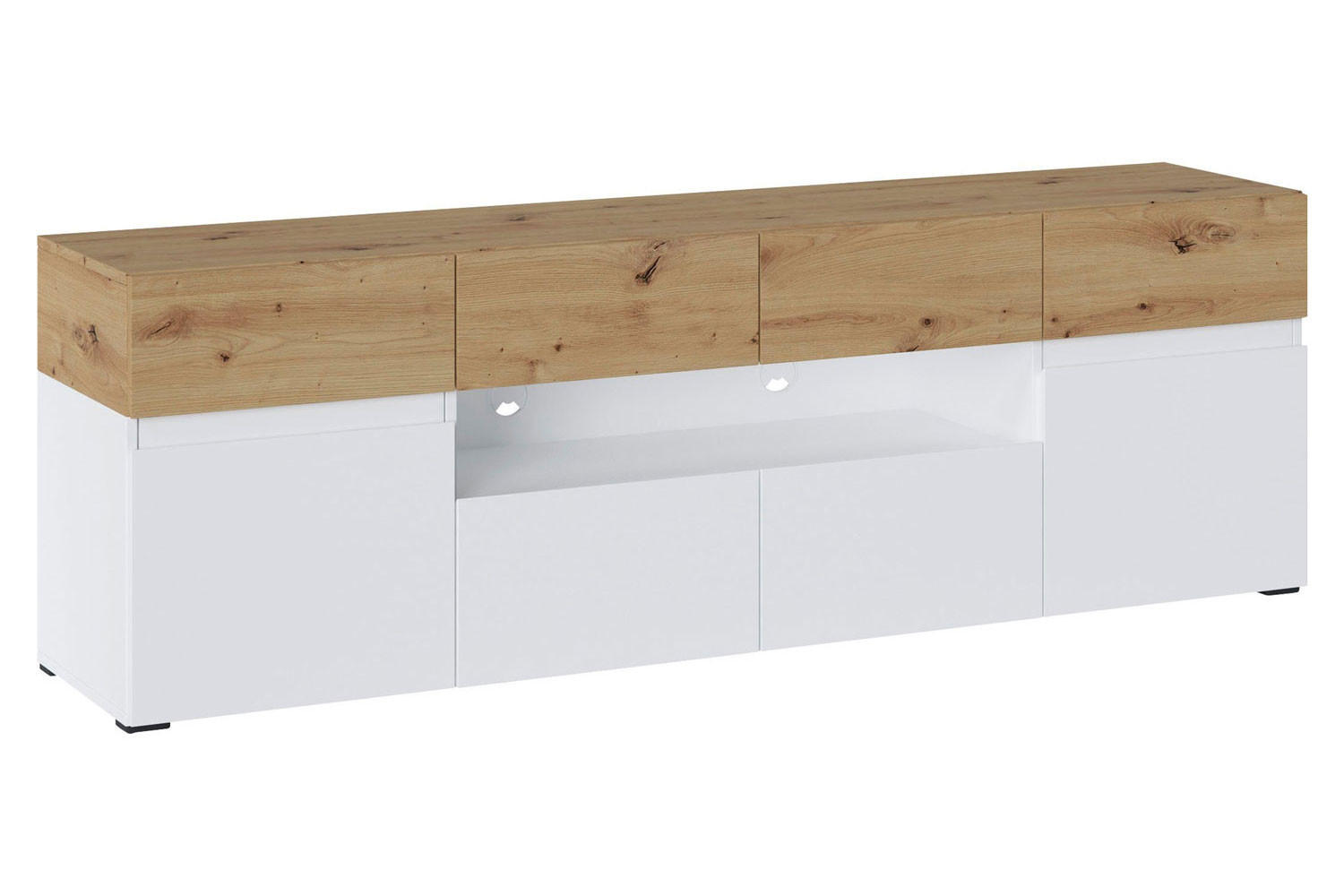 LOWBOARD Rimini weiß / Eiche Artisan 180 / 40 / 59cm - Eichefarben/Weiß, Holzwerkstoff (180/59/40cm) - Feldmann-Wohnen