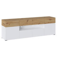 LOWBOARD Rimini weiß / Eiche Artisan 180 / 40 / 59cm - Eichefarben/Weiß, Holzwerkstoff (180/59/40cm) - Feldmann-Wohnen