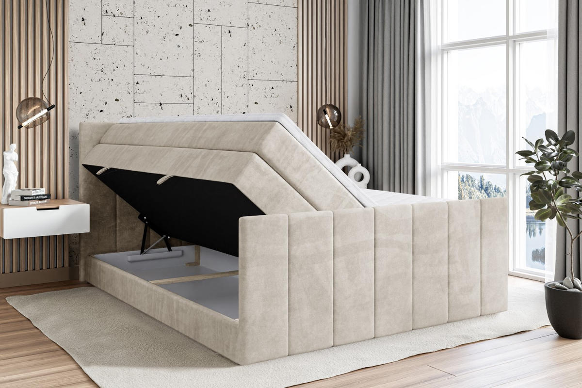 BOXSPRINGBETT MOETI-Z KING - 140x200 - H3/H4 - Creme - Creme, Holzwerkstoff (140/200cm) - ALTDECOR