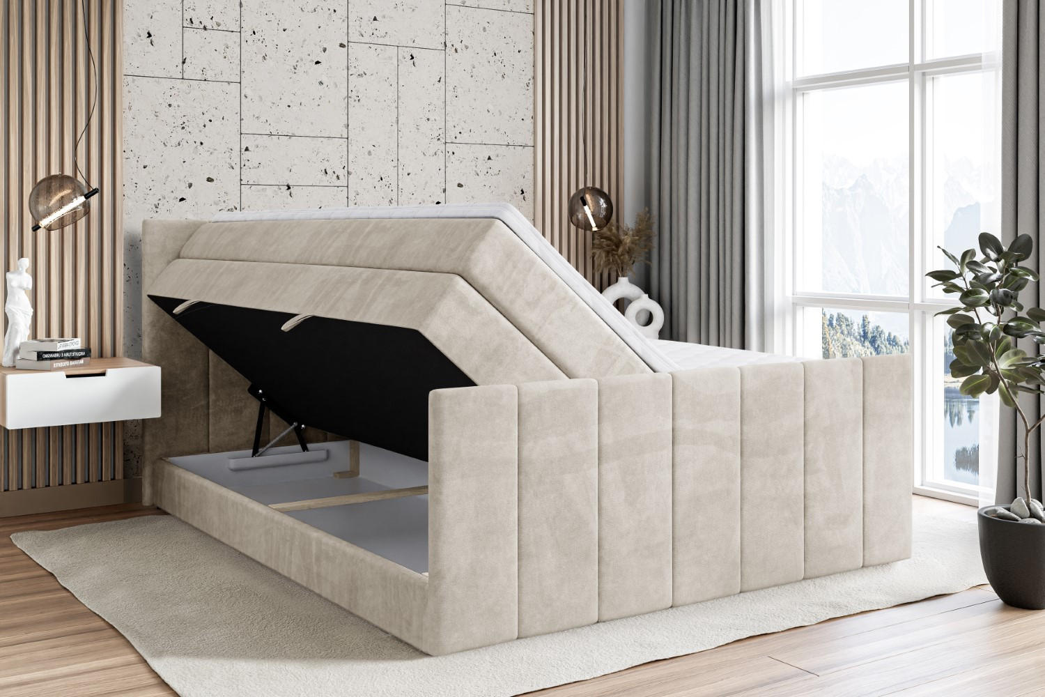 Thumbnail - Altdecor Boxspringbett, Creme, Holzwerkstoff, Höhe ca. 20 cm, 180x200 cm, Schlafzimmer, Betten, Boxspringbetten