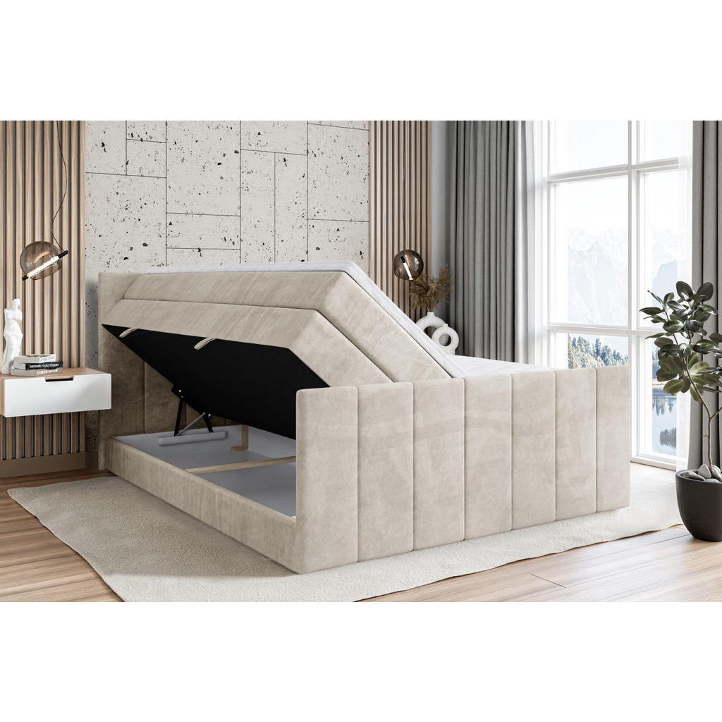 Thumbnail - Altdecor Boxspringbett, Creme, Holzwerkstoff, Höhe ca. 20 cm, 200x200 cm, Schlafzimmer, Betten, Boxspringbetten