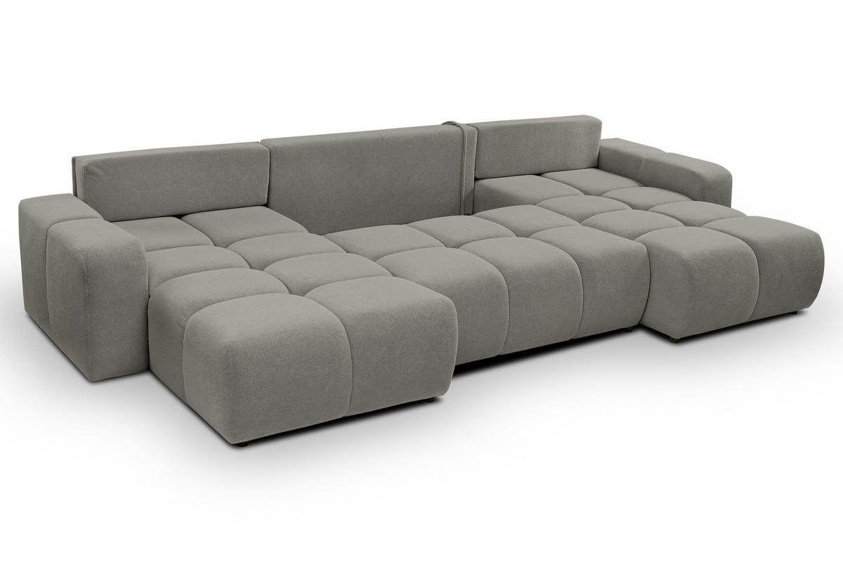 WOHNLANDSCHAFT Hosio Grau 359/177/88 cm mit Schlaffunktion - Schwarz/Grau, Kunststoff/Textil (359/88/177cm) - AX Living