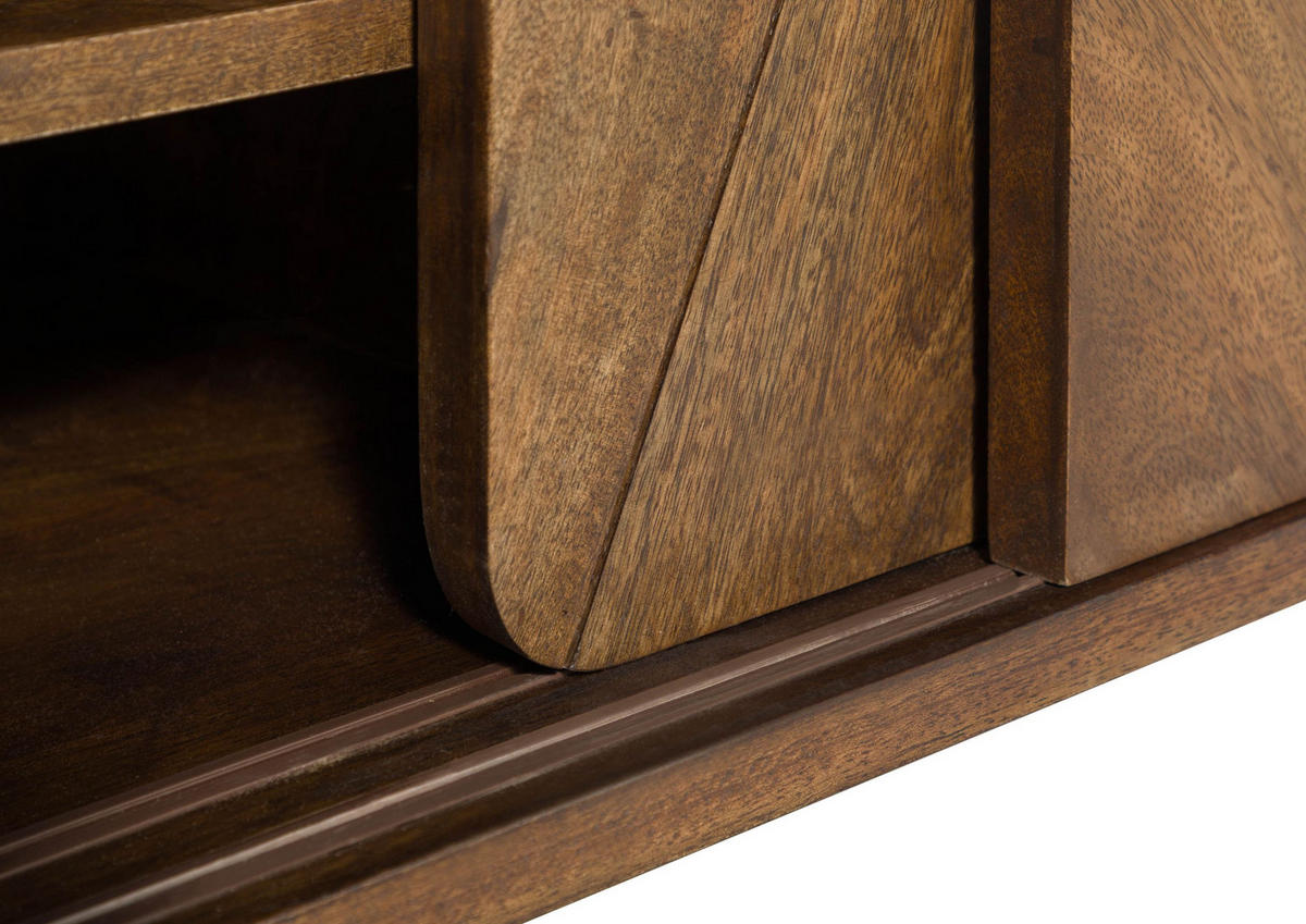 TV-BOARD Mango 220x45x50 braun geölt / dunkler Granit LOS ANGELES #112 - Braun, Holz (220/50/45cm) - Massivmoebel24
